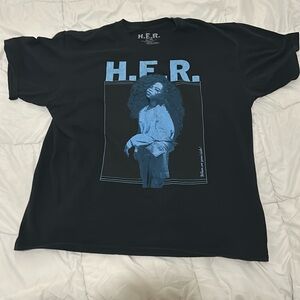 H.E.R. HER Tour T Shirt Short Sleeve Black Blue XL Merch Double Sided